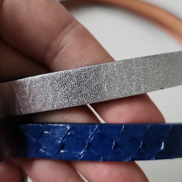 CLUB MONACO | Double wrap leather belt navy snakeskin silver sz XS - Picture 4 of 5